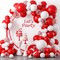 Red and White Balloon Garland Arch kit,124PCS 18 12 10 5 Inch Matte Red Matte White Latex Balloons and Red Confetti Balloons